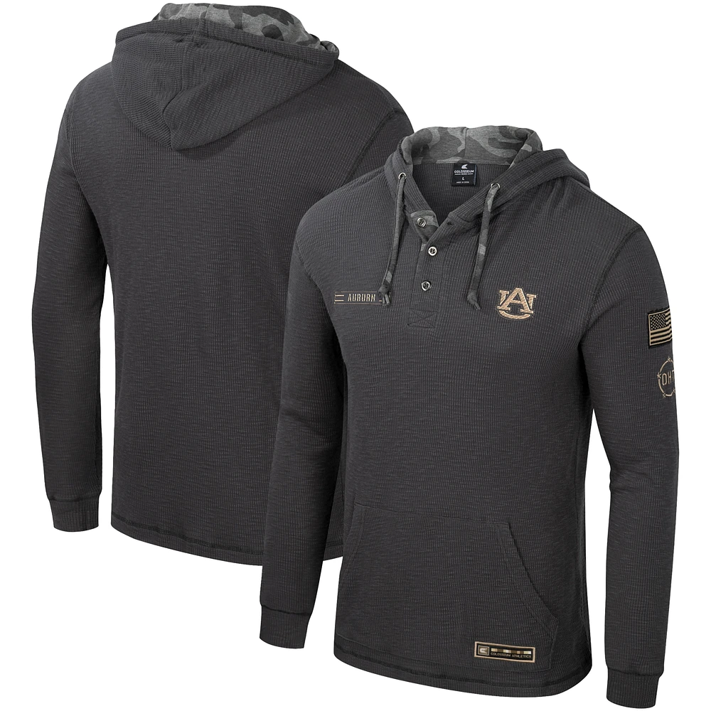 Men's Colosseum Charcoal Auburn Tigers OHT Military Appreciation Henley Pullover Hoodie