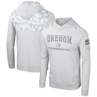 Men's Colosseum Gray Oregon Ducks OHT Military Appreciation Long Sleeve Hoodie T-Shirt