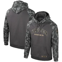 Men's Colosseum Charcoal Oregon Ducks OHT Military Appreciation Camo Raglan Pullover Hoodie