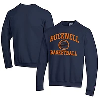 Men's Champion  Navy Bucknell Bison Icon Logo Basketball Eco Powerblend Pullover Sweatshirt