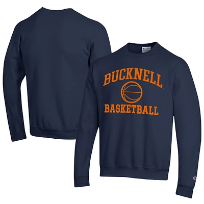Men's Champion  Navy Bucknell Bison Icon Logo Basketball Eco Powerblend Pullover Sweatshirt