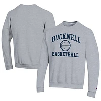 Men's Champion  Gray Bucknell Bison Icon Logo Basketball Eco Powerblend Pullover Sweatshirt
