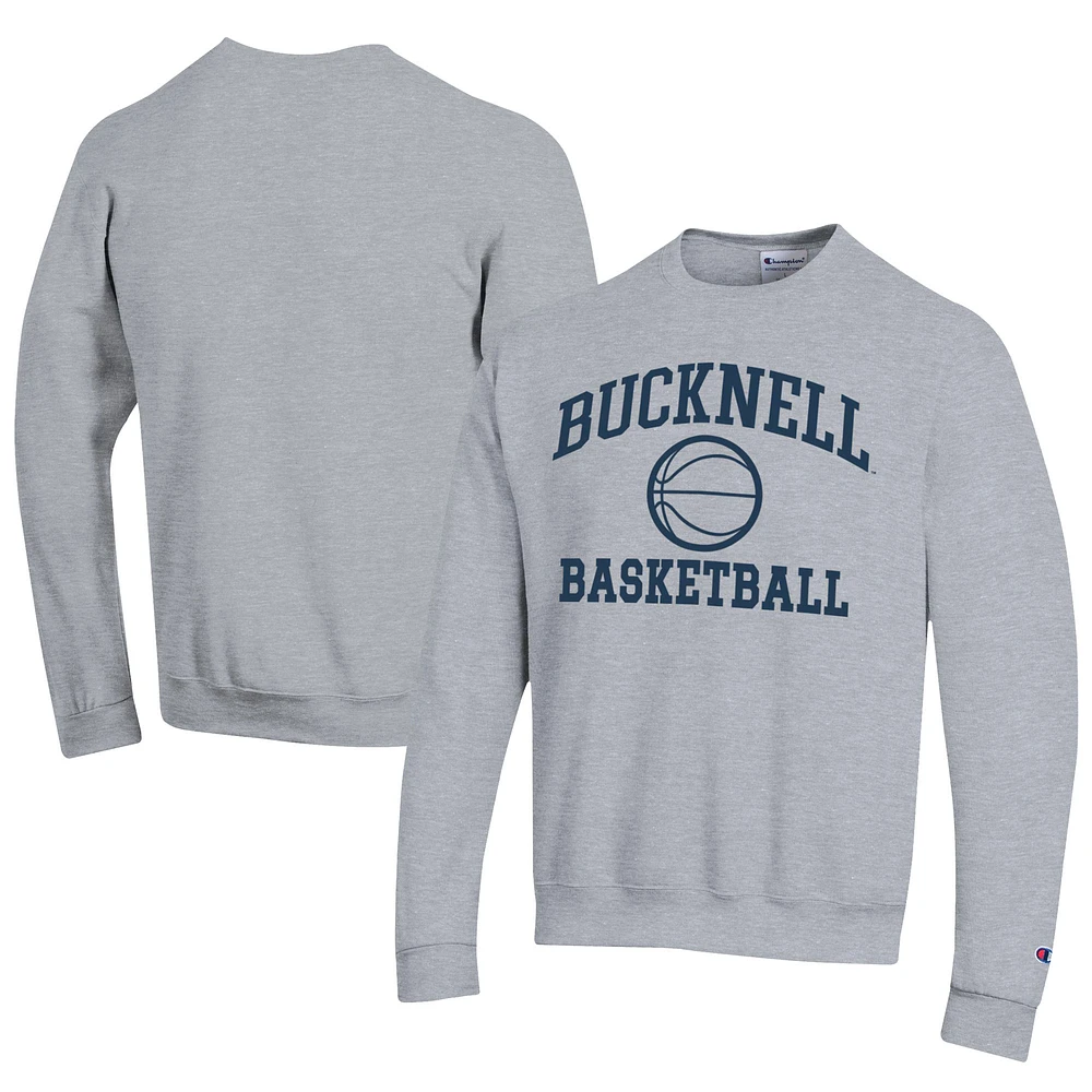 Men's Champion  Gray Bucknell Bison Icon Logo Basketball Eco Powerblend Pullover Sweatshirt