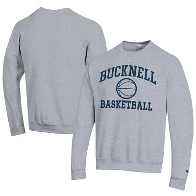 Men's Champion  Gray Bucknell Bison Icon Logo Basketball Eco Powerblend Pullover Sweatshirt