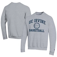 Men's Champion  Gray UC Irvine Anteaters Icon Logo Basketball Eco Powerblend Pullover Sweatshirt