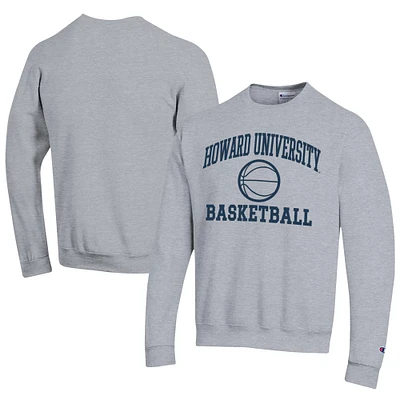 Men's Champion  Gray Howard Bison Icon Logo Basketball Eco Powerblend Pullover Sweatshirt