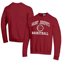 Men's Champion  Cardinal Saint Joseph's Hawks Icon Logo Basketball Eco Powerblend Pullover Sweatshirt