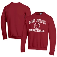 Men's Champion  Cardinal Saint Joseph's Hawks Icon Logo Basketball Eco Powerblend Pullover Sweatshirt