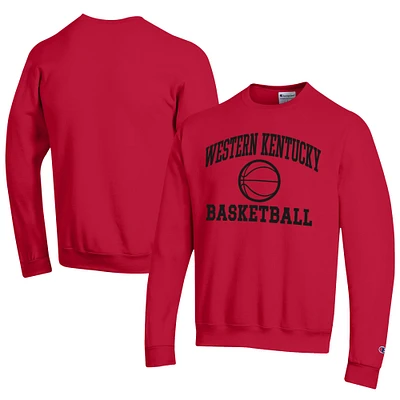 Men's Champion  Red Western Kentucky Hilltoppers Icon Logo Basketball Eco Powerblend Pullover Sweatshirt