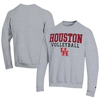 Men's Champion  Gray Houston Cougars Stacked Logo Volleyball Eco Powerblend Pullover Sweatshirt