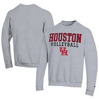 Men's Champion  Gray Houston Cougars Stacked Logo Volleyball Eco Powerblend Pullover Sweatshirt