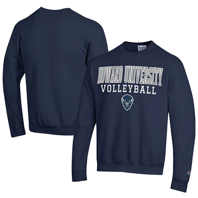 Men's Champion  Navy Howard Bison Stacked Logo Volleyball Eco Powerblend Pullover Sweatshirt