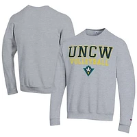 Men's Champion  Gray UNC Wilmington Seahawks Stacked Logo Volleyball Eco Powerblend Pullover Sweatshirt