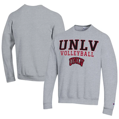 Men's Champion  Gray UNLV Rebels Stacked Logo Volleyball Eco Powerblend Pullover Sweatshirt