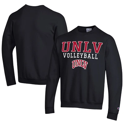 Men's Champion  Black UNLV Rebels Stacked Logo Volleyball Eco Powerblend Pullover Sweatshirt