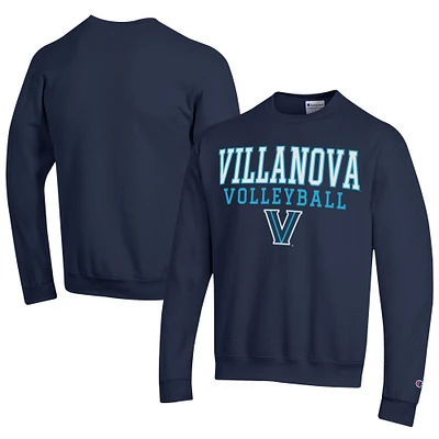 Men's Champion  Navy Villanova Wildcats Stacked Logo Volleyball Eco Powerblend Pullover Sweatshirt