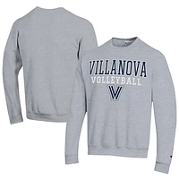 Men's Champion  Gray Villanova Wildcats Stacked Logo Volleyball Eco Powerblend Pullover Sweatshirt