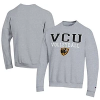 Men's Champion  Gray VCU Rams Stacked Logo Volleyball Eco Powerblend Pullover Sweatshirt