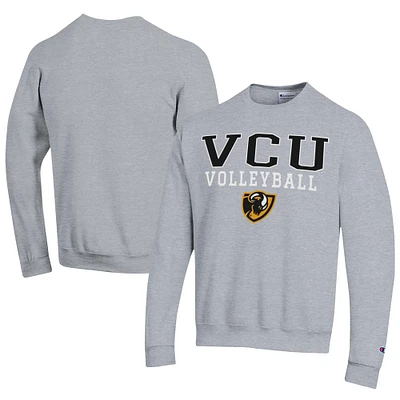 Men's Champion  Gray VCU Rams Stacked Logo Volleyball Eco Powerblend Pullover Sweatshirt