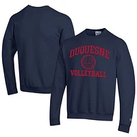 Men's Champion  Navy Duquesne Dukes Icon Logo Volleyball Eco Powerblend Pullover Sweatshirt