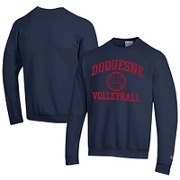 Men's Champion  Navy Duquesne Dukes Icon Logo Volleyball Eco Powerblend Pullover Sweatshirt