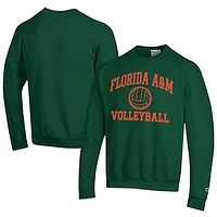 Men's Champion  Green Florida A&M Rattlers Icon Logo Volleyball Eco Powerblend Pullover Sweatshirt