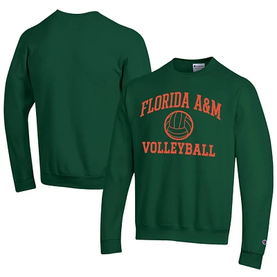 Men's Champion  Green Florida A&M Rattlers Icon Logo Volleyball Eco Powerblend Pullover Sweatshirt