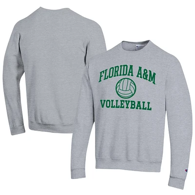 Men's Champion  Gray Florida A&M Rattlers Icon Logo Volleyball Eco Powerblend Pullover Sweatshirt