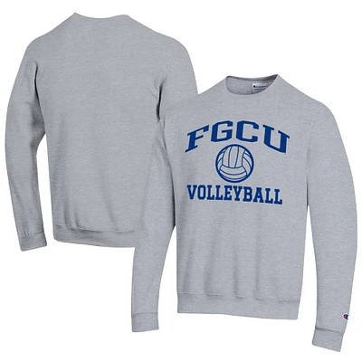 Men's Champion  Gray Florida Gulf Coast Eagles Icon Logo Volleyball Eco Powerblend Pullover Sweatshirt