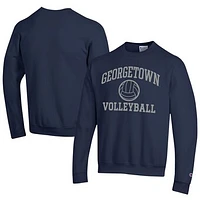 Men's Champion  Navy Georgetown Hoyas Icon Logo Volleyball Eco Powerblend Pullover Sweatshirt