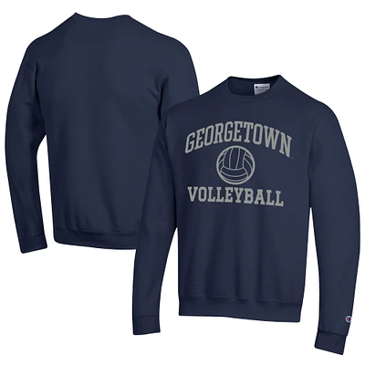 Men's Champion  Navy Georgetown Hoyas Icon Logo Volleyball Eco Powerblend Pullover Sweatshirt