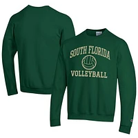 Men's Champion  Green South Florida Bulls Icon Logo Volleyball Eco Powerblend Pullover Sweatshirt