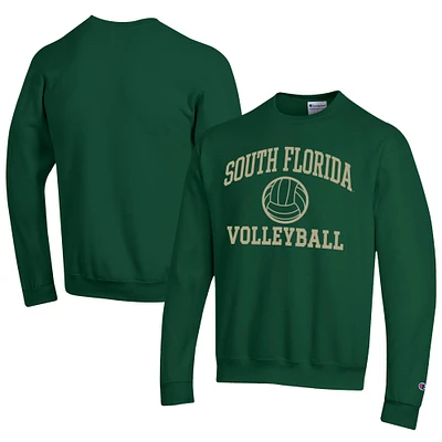 Men's Champion  Green South Florida Bulls Icon Logo Volleyball Eco Powerblend Pullover Sweatshirt