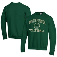 Men's Champion  Green South Florida Bulls Icon Logo Volleyball Eco Powerblend Pullover Sweatshirt