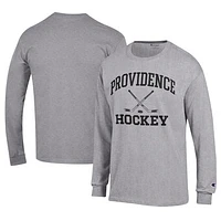 Men's Champion  Gray Providence Friars Icon Logo Hockey Jersey Long Sleeve T-Shirt