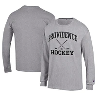 Men's Champion  Gray Providence Friars Icon Logo Hockey Jersey Long Sleeve T-Shirt