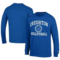 Men's Champion  Blue Creighton Bluejays Stacked Logo Volleyball Jersey Long Sleeve T-Shirt