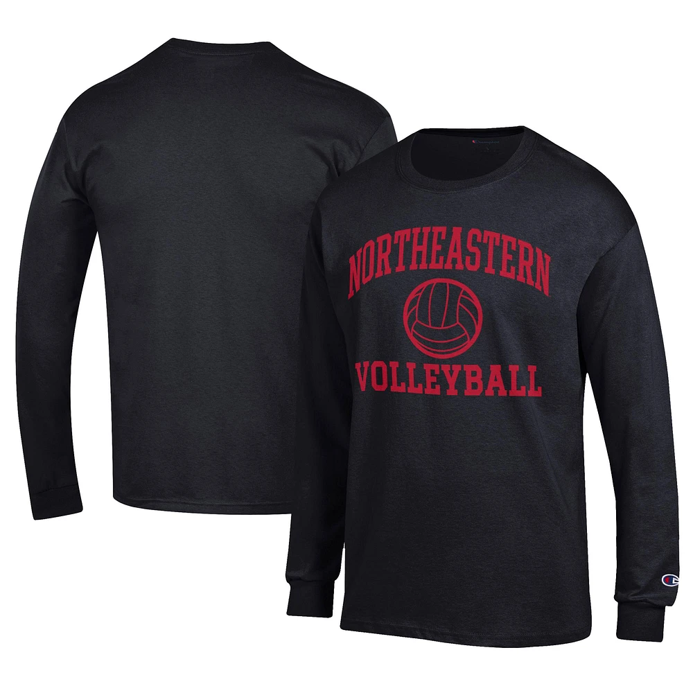 Men's Champion Northeastern Huskies Stacked Logo Volleyball Jersey Long Sleeve T-Shirt
