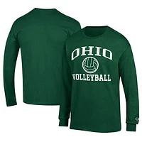 Men's Champion  Green Ohio Bobcats Stacked Logo Volleyball Jersey Long Sleeve T-Shirt