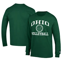 Men's Champion  Green Ohio Bobcats Stacked Logo Volleyball Jersey Long Sleeve T-Shirt