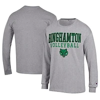 Men's Champion  Gray Binghamton Bearcats Stacked Logo Volleyball Jersey Long Sleeve T-Shirt