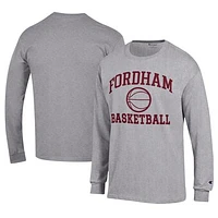 Men's Champion  Gray Fordham Rams Icon Logo Basketball Jersey Long Sleeve T-Shirt
