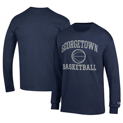 Men's Champion  Navy Georgetown Hoyas Icon Logo Basketball Jersey Long Sleeve T-Shirt