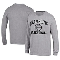Men's Champion Gray Grambling Tigers Icon Logo Basketball Jersey Long Sleeve T-Shirt