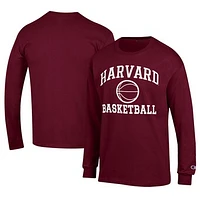 Men's Champion Crimson Harvard Icon Logo Basketball Jersey Long Sleeve T-Shirt
