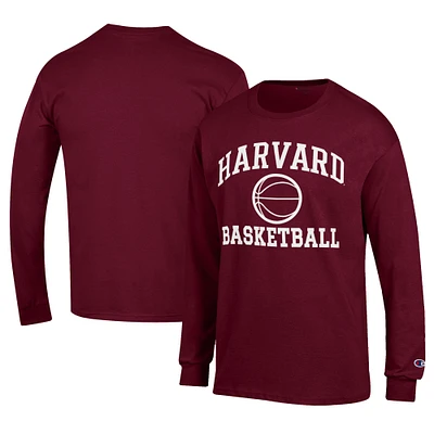 Men's Champion Crimson Harvard Icon Logo Basketball Jersey Long Sleeve T-Shirt