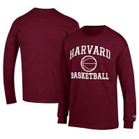 Men's Champion Crimson Harvard Icon Logo Basketball Jersey Long Sleeve T-Shirt