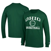 Men's Champion  Green Ohio Bobcats Icon Logo Basketball Jersey Long Sleeve T-Shirt