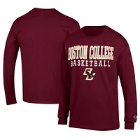 Men's Champion  Maroon Boston College Eagles Icon Logo Basketball Jersey Long Sleeve T-Shirt