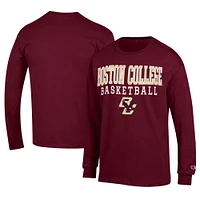 Men's Champion  Maroon Boston College Eagles Icon Logo Basketball Jersey Long Sleeve T-Shirt